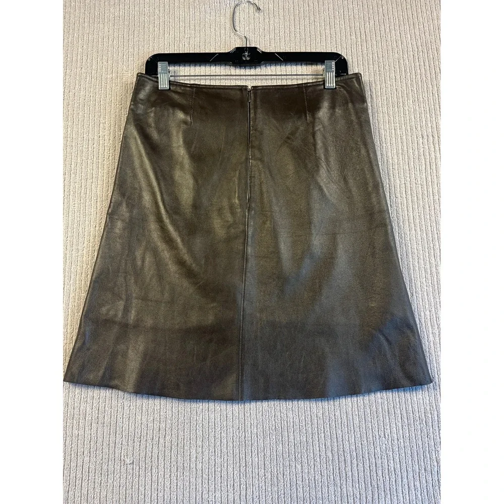 Vintage Karen Kane Leather Skirt Womens 4 Boho Y2K Dark Brown A-Line Lined